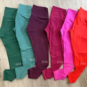 Fleo Vibrant Leggings Set - Green, Teal, Maroon, Pink, Red